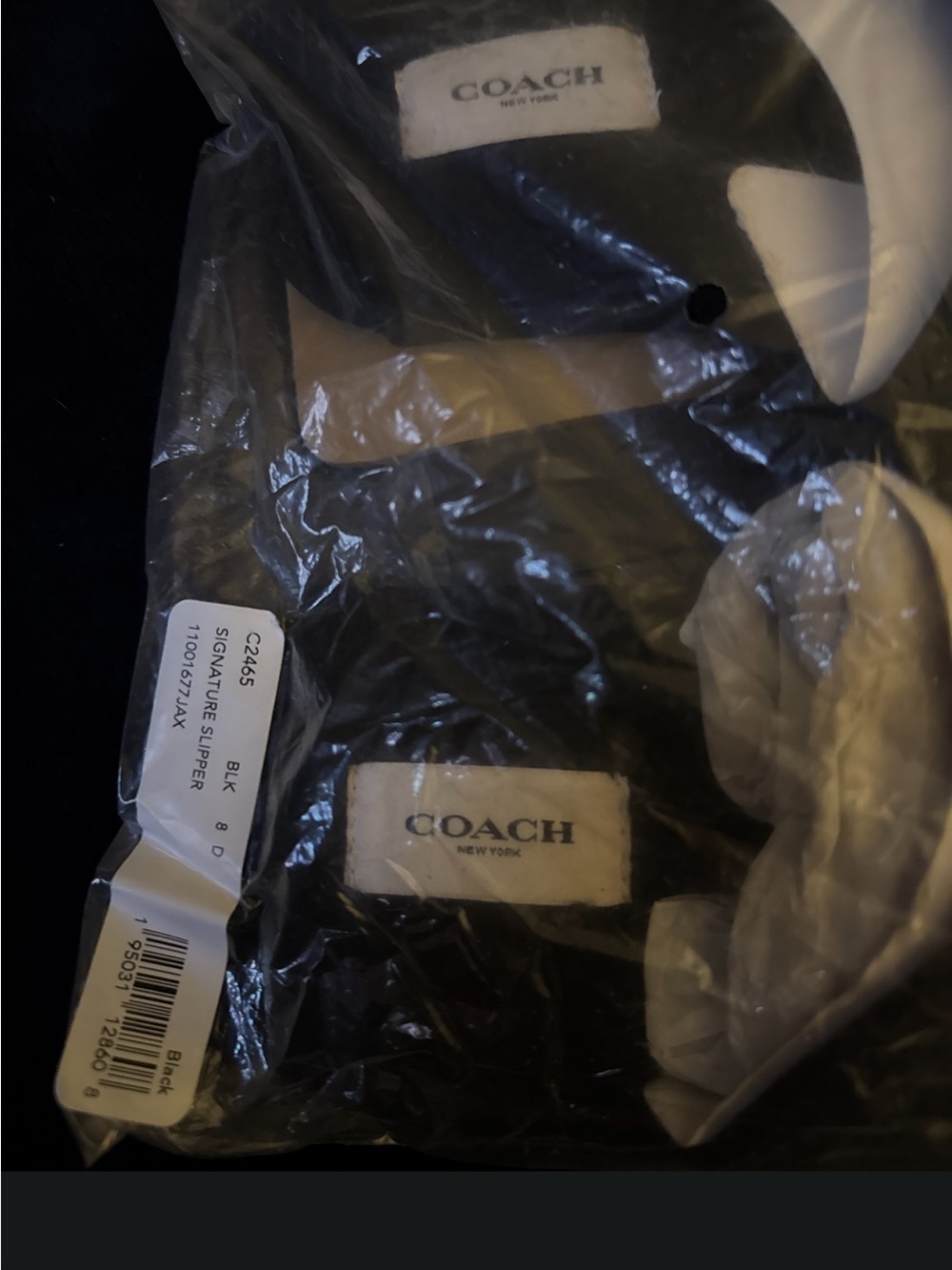 NWT Coach Men’s Black Signature Slip-On Slippers sz8 - Picture 2 of 10